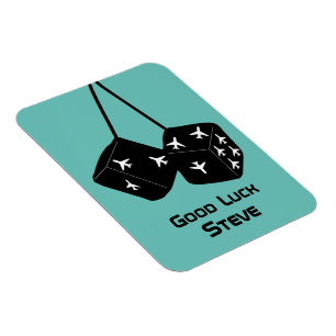 Pilot Lycka till Fuzzy Airplane Dice Magnet