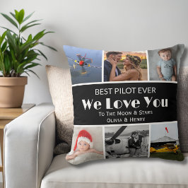 Pilot Modern 'Vi älskar dig' Anpassad fotokollage Kudde