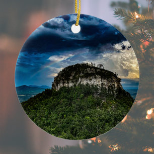 Pilot Mountain NC State Park efter regnbåge Julgransprydnad Keramik