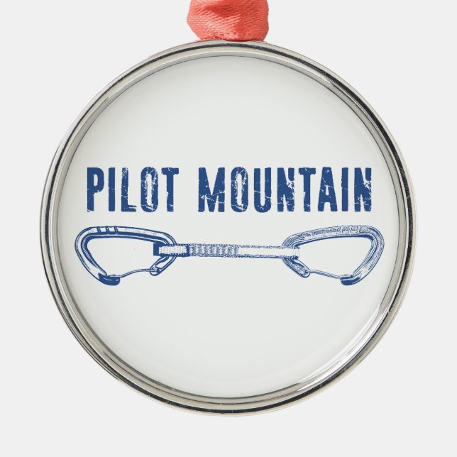 Pilot Mountain North Carolina Klättring Quickdraw Julgransprydnad Metall (Framsidan)