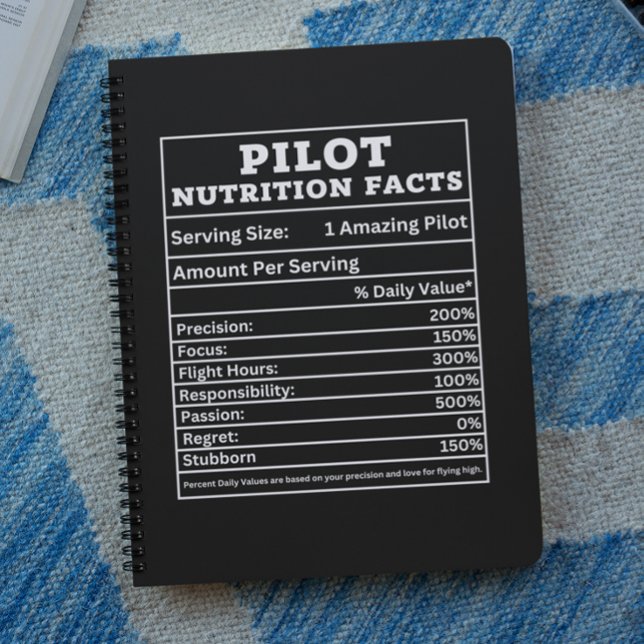 Pilot Näringsfakta – Rolig Aviationpresentdesign Anteckningsbok (Pilot Nutrition Facts – Funny Aviation Gift Design Notebook)