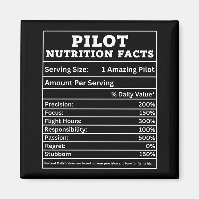 Pilot näringsfakta – Rollig presentdesign för flyg Magnet (Framsidan)