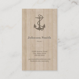 Pilot - Nautical Anchor Wood Visitkort