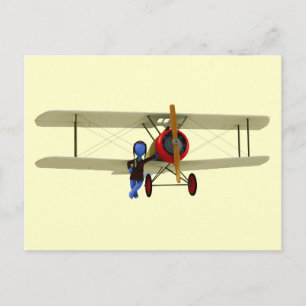 Pilot och flygplan vykort
