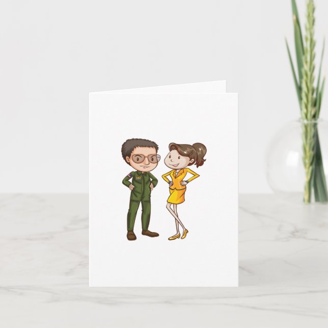 Pilot- och Luft-Värdinna-ankarkort Kort (Framsida)