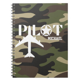 Pilot- och militärflygplan, kamouflage, minimalist anteckningsbok