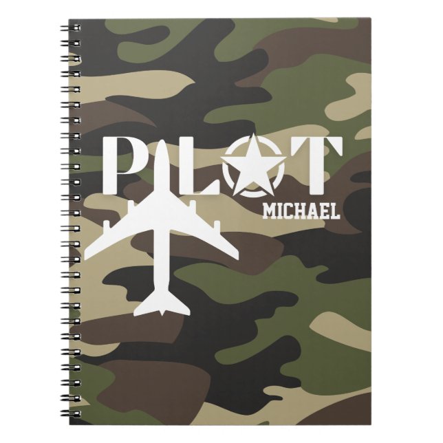 Pilot- och militärflygplan, kamouflage, minimalist anteckningsbok (Framsidan)
