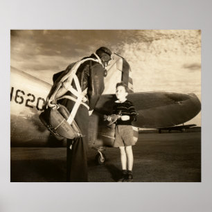 Pilot- och ung pojke för amerikanmilitär 1940 poster