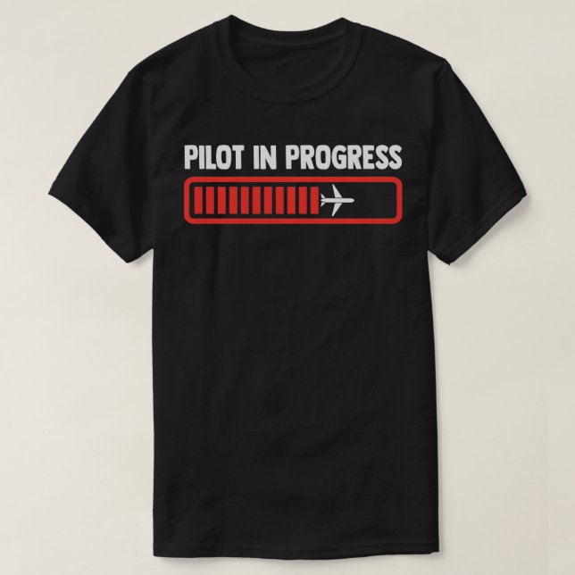 Pilot Pågående - Funny framtida pilotluftfart T Shirt (Design framsida)