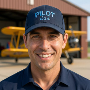 Pilot Pappa Blå Aviation Anpassat Namn Pensionerin Broderad Keps