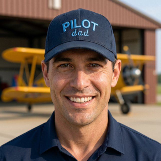 Pilot Pappa Blå Aviation Anpassat Namn Pensionerin Broderad Keps (Skapare uppladdad)