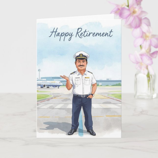 Pilot Retirement with airport background Kort (Orkide)