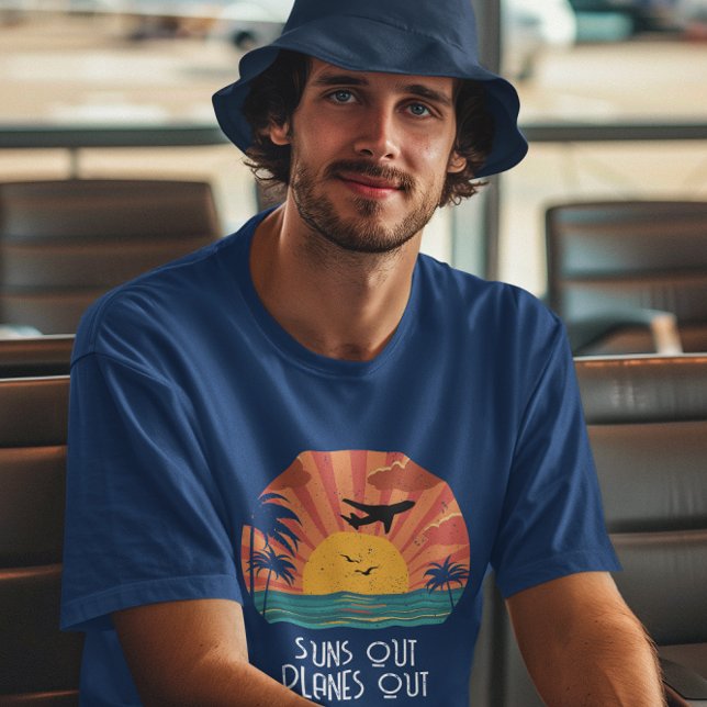 Pilot Retro Sunset "Sol Out Flygplan Out" Lusnyj T Shirt (Skapare uppladdad)