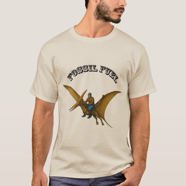 Pilot Riding på en flygande Pterosaur Dinosaur URM T Shirt (Framsida)