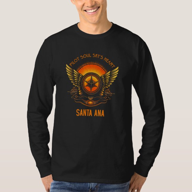 Pilot s Soul Sky s Heart Santa Ana Skyline Design T Shirt (Framsida)