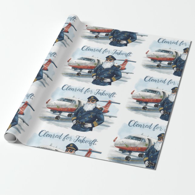 Pilot Santa is Flying for Christmas in the Sky  Presentpapper (Utrullad)