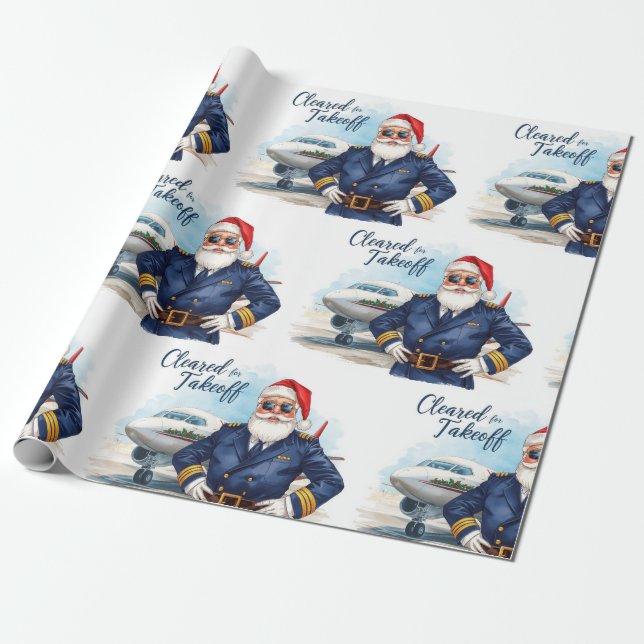 Pilot Santa is Flying for Christmas in the Sky  Presentpapper (Utrullad)