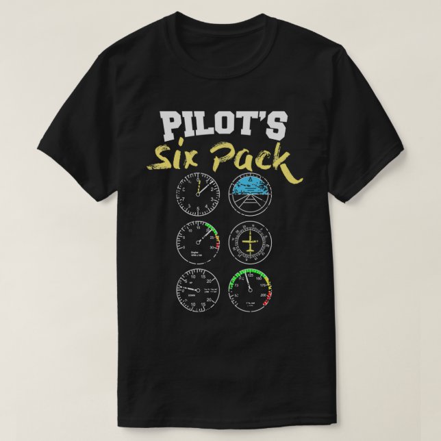 Pilot Sex Pack med instrument i cockpit T Shirt (Design framsida)