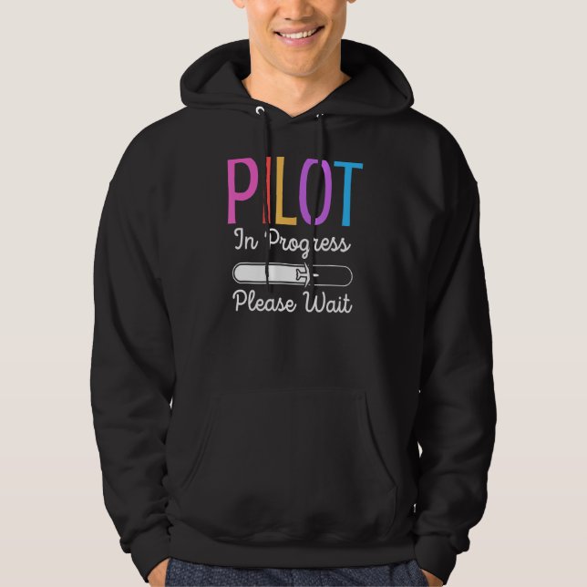 Pilot som är under arbete Vänta på framtida flygpi Hoodie (Framsida)