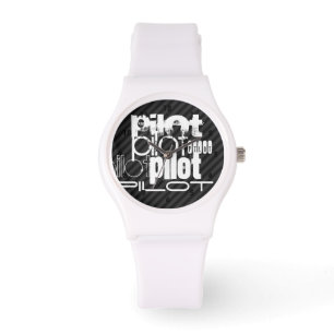 Pilot-; Svart & mörk - gråttrandar Armbandsur