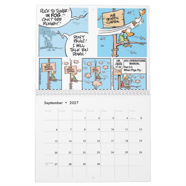 Pilot Tecknad Aviation Calendar Kalender (Sep 2027)