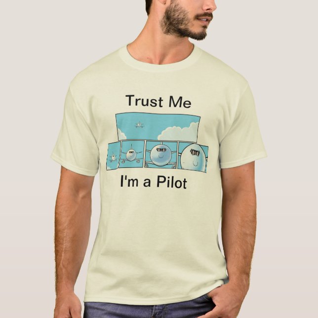 Pilot- tecknad för flyghumor tee (Framsida)