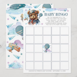 Pilot Teddy Bear Baby Shower Baby Bingo på svenska Inbjudningar