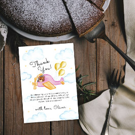 Pilot Teddy Bear Balloon Airplane Baby Shower  Tack Kort