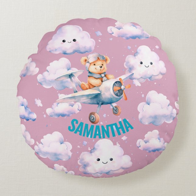 Pilot Teddy Pillow Rund Kudde (Framsidan)