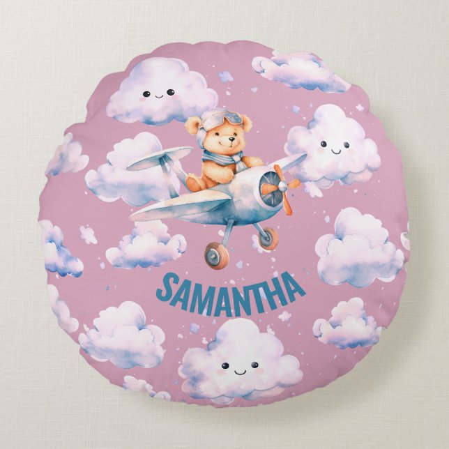 Pilot Teddy Pillow Rund Kudde (Framsidan)