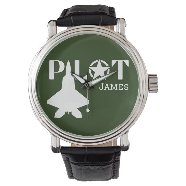 Pilot Typografi & Flygplan Minimalistisk Anpassa Armbandsur (Framsida)