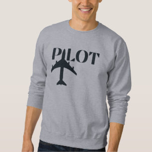 Pilot Typografi & Flygplan, Minimalistisk, Enkel Lång Ärmad Tröja
