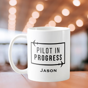 Pilot under utbildning & Modern flygplansresa Anpa Kaffemugg