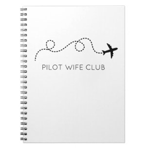 PILOT WIFE-KLUBB Flygplan Black White Anteckningsbok