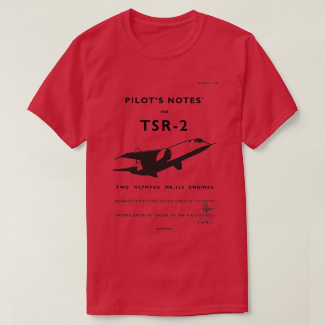 Pilotanmärkningar för TSR2 T Shirt (Design framsida)