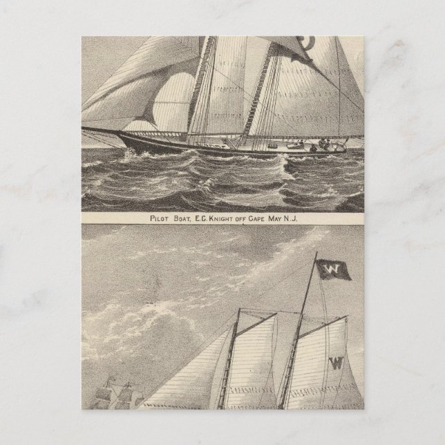 Pilotbåtar EG Knight och Whilldin Vykort (Framsida)