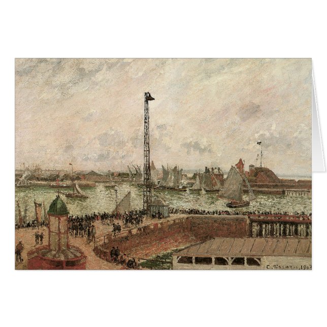 Pilotbryggan, Le Havre, Dimma av Camille Pissarro Hälsningskort (Framsidan Horizontal)