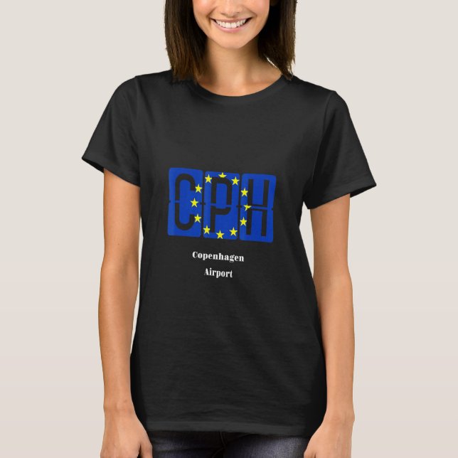 Pilotdiagram för EU-Flagga för Köpenhamnsflygplats T Shirt (Framsida)