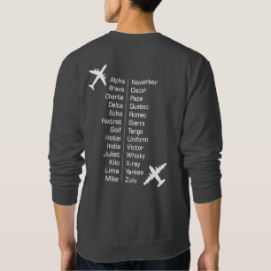 Pilotens fonetiska alfabet med flygplan sweatshirt