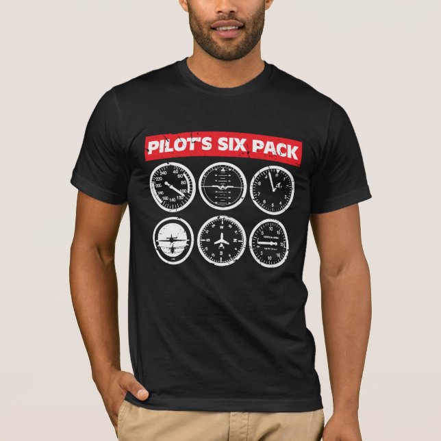 Pilotens instrumenterar sex packeflyg flyg t shirt (Framsida)