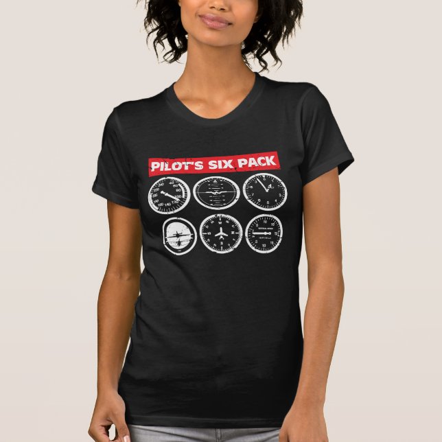 Pilotens instrumenterar sex packeflyg flyg t shirt (Framsida)