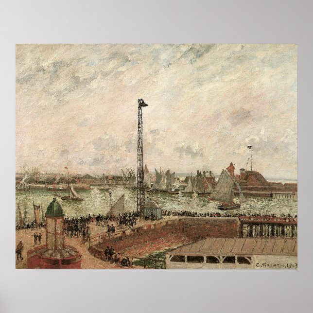 Pilotens Jetty, Le Havre, Misty by Camille Pissarr Poster (Framsidan)