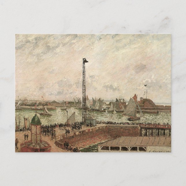Pilotens Jetty, Le Havre, Misty by Camille Pissarr Vykort (Framsida)