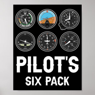 Pilotens sex flyginstrument luftfart poster
