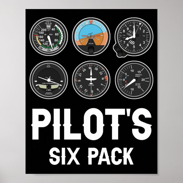 Pilotens sex flyginstrument luftfart poster (Framsidan)