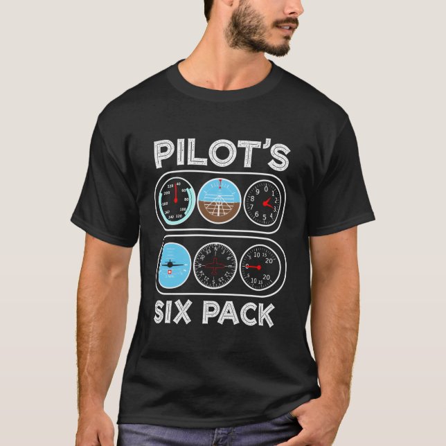 Pilotens sex flyginstrument luftfart t shirt (Framsida)
