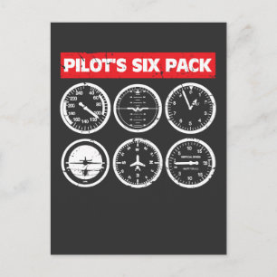Pilotens sex flyginstrument luftfart vykort