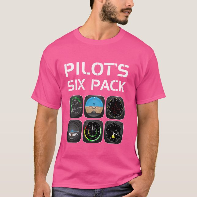 Pilotens sex-pack-funktion Pilot Aviation Flies St T Shirt (Framsida)