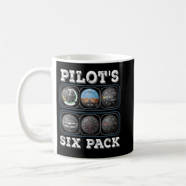 Pilotens sex paket T-Shirt | Flyginstrument Avia Kaffemugg (Vänster)