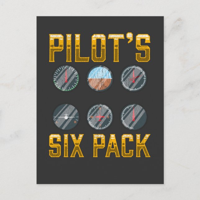 Pilotens Six Pack Flyghumor Flygplan älskare Vykort (Framsida)